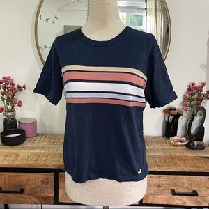 Hollister Navy Blue Striped Tee Small